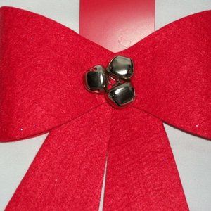 Red Felt Jingle Bells Bow Christmas Gift Wreath Package Wedding Pew Choir Craft